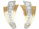 4.06ct Diamond and 18ct Yellow Gold Earrings - Art Deco - Vintage French Circa 1940