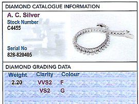 Vintage White Gold Diamond Bracelet grading card