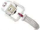 1.56 ct Ruby, 1.02 ct Diamond Ladies Cocktail Watch in 9 ct White Gold - Art Deco - Vintage Circa 1940
