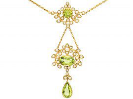 Antique Peridot and Pearl Necklace