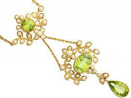 Peridot Necklace Antique Gold