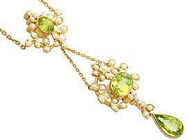 Yellow Gold Peridot Necklace Antique