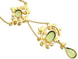 Gold Peridot Necklace Antique Reverse
