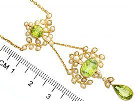 Gold Peridot Necklace Antique Ruler