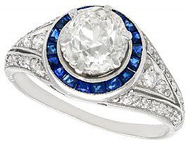 Antique Diamond Ring with Sapphire Halo