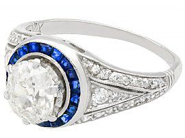 Antique Diamond Ring with Sapphire Halo
