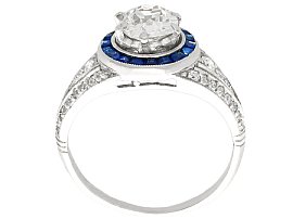 Antique Diamond Engagement Ring with Sapphire Halo