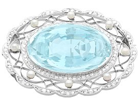 Diamond and Aquamarine Brooch