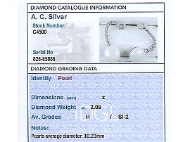 Vintage Pearl and Diamond Drop Earrings grading card