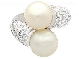 Vintage Double Pearl and Diamond Ring