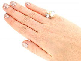 Vintage Double Pearl and Diamond Ring