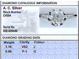 Antique VS2 Diamond Solitaire Grading Card