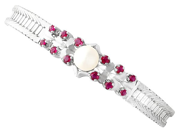 Antique Pearl and Ruby Bracelet White Gold