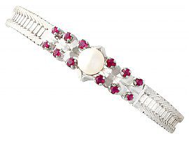 Antique Pearl and Ruby Bracelet White Gold