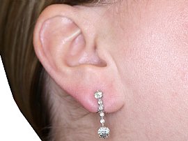 Old European Cut Diamond Drop Earrings Wearing
