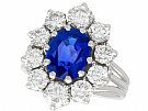 1.84ct Burmese Sapphire and 2.35ct Diamond, 18ct White Gold Cluster Ring - Vintage French Circa 1970