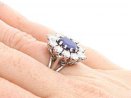 Oval Cut Blue Sapphire and Diamond Ring
