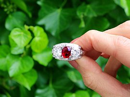 Certified Ruby Ring with Diamonds 
