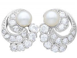 1950s Pearl and Diamond Earrings