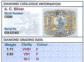  Unusual Marquise Diamond Ring Grading Card