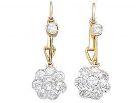 2.75 ct Diamond, 15 ct Yellow Gold and Platinum Drop Earrings - Antique Circa 1910