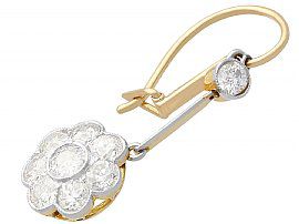 Floral Diamond Drop Earrings Gold