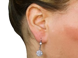 Wearing Floral Diamond Drop Earrings Gold