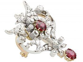 Antique Ruby and Diamond Brooch gold