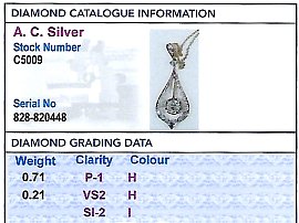 Edwardian Diamond Pendant Grading Card
