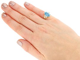 Oval Cut Aquamarine Engagement Ring Wearing