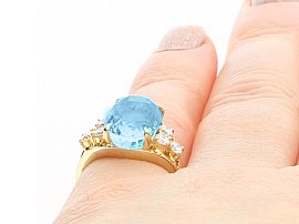 Wearing Oval Cut Aquamarine Engagement Ring