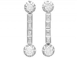 1950s Platinum Diamond Drop Earrings 
