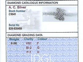 Antique Platinum Diamond Bracelet grading card