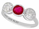 0.62ct Ruby and 1.40ct Diamond, 18ct White Gold Trilogy Ring - Antique