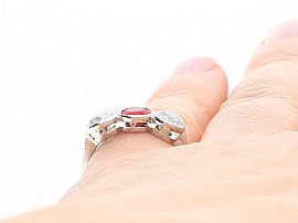 Ruby and Diamond Trilogy Ring Wearing
