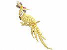 0.42 ct Diamond, 0.28 ct Ruby and 0.45 ct Sapphire, 18ct Yellow Gold Peacock Brooch - Contemporary 2008 