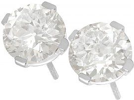 6.69ct Diamond and Platinum Stud Earrings - Antique and Contemporary