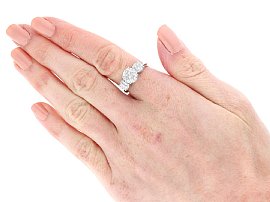 Wearing Image for 3 Stone Diamond Ring 2 Carat Center Stone