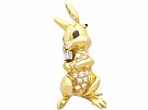 0.32ct Diamond and 18ct Yellow Gold Rabbit Brooch - Vintage Circa 1960