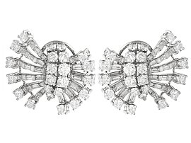 5.16ct Diamond and Platinum Earrings - Art Deco - Vintage Circa 1950