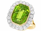 11.10ct Peridot and 1.4ct Diamond, 18ct Yellow Gold Cluster Ring - Antique Circa 1910