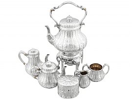 Sterling Silver Six Piece Bachelor Tea and Coffee Service - Antique Victorian (1864-1875)