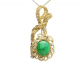 26.16ct Emerald and 0.95ct Diamond, 18ct Yellow Gold Brooch / Pendant - Vintage French Circa 1980