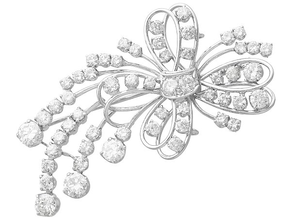 Diamond Floral Spray Brooch in Platinum