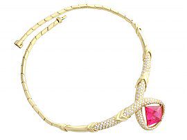 Vintage Pink Tourmaline Necklace Gold 