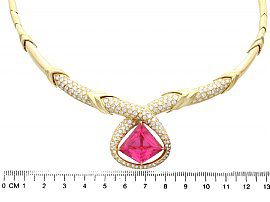 Vintage Pink Tourmaline Necklace Gold