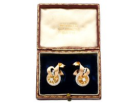 0.44ct Diamond and 18ct Yellow Gold Earrings - Art Deco - Vintage Circa 1940