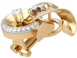 Gold Diamond Art Deco Earrings