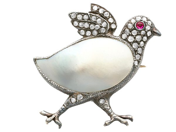 Blister Pearl Brooch with Diamonds