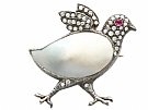 Blister Pearl, Ruby and 0.33ct Diamond, 9ct Yellow Gold Chick Brooch - Antique Victorian Circa 1890
